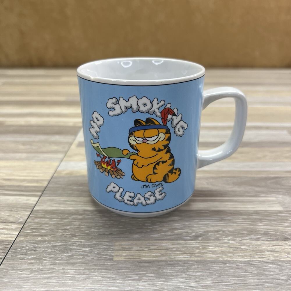 VTG 1978 Garfield No Smoking Coffee Mug Jim Davis Enesco Broken - 1S572
